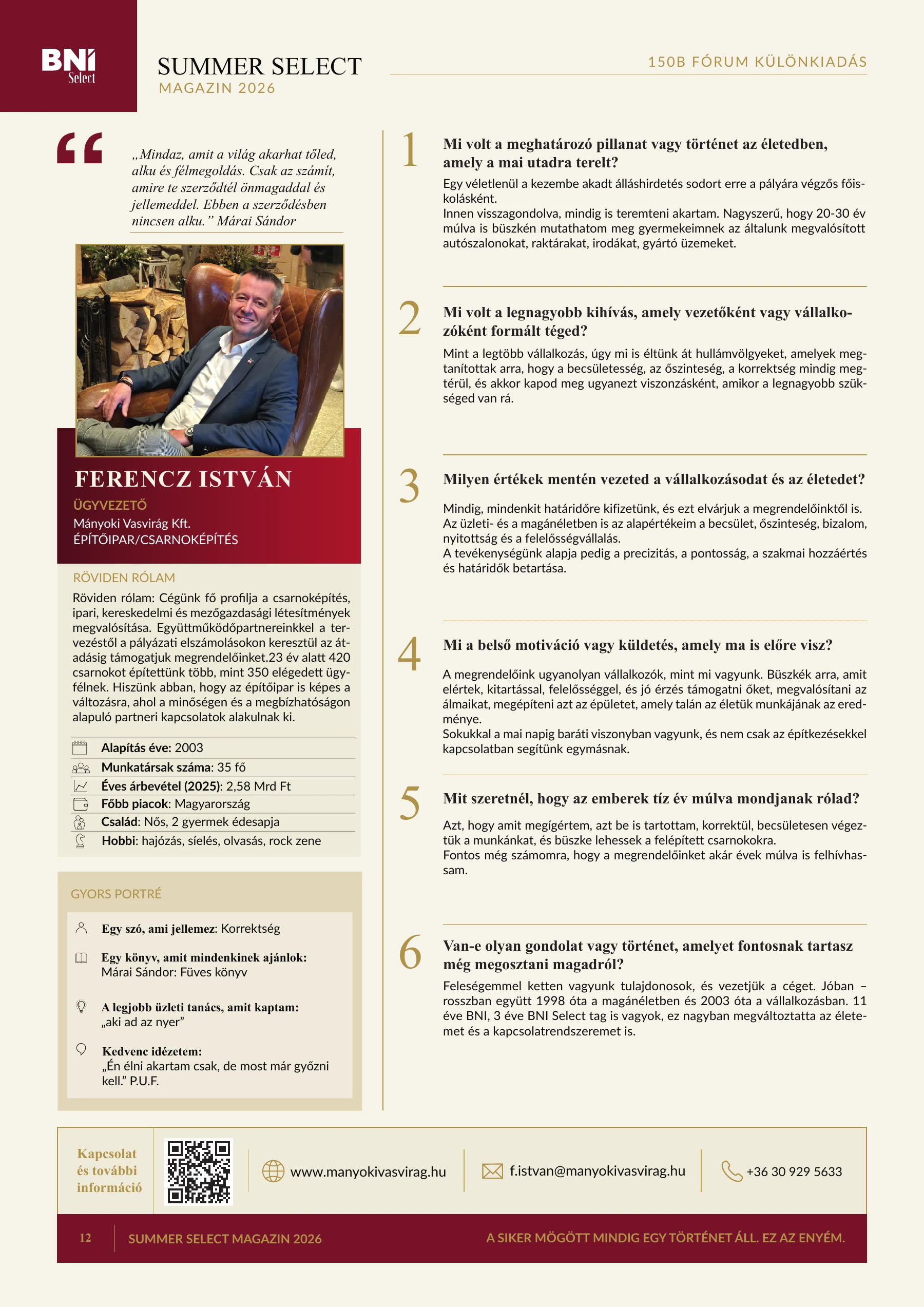 12. magazinoldal — Ferencz István