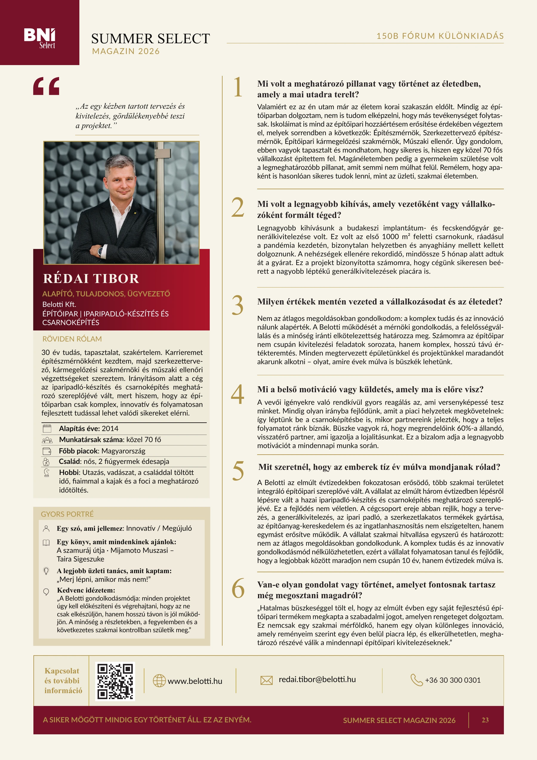 23. magazinoldal — Rédai Tibor